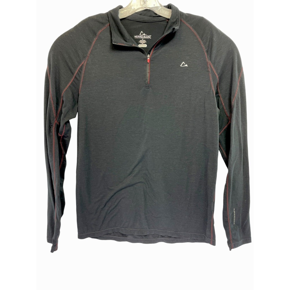 Paradox Mens Sz Medium Black Wool Blend 1/4Zip L/S Shirt (i37) EUC